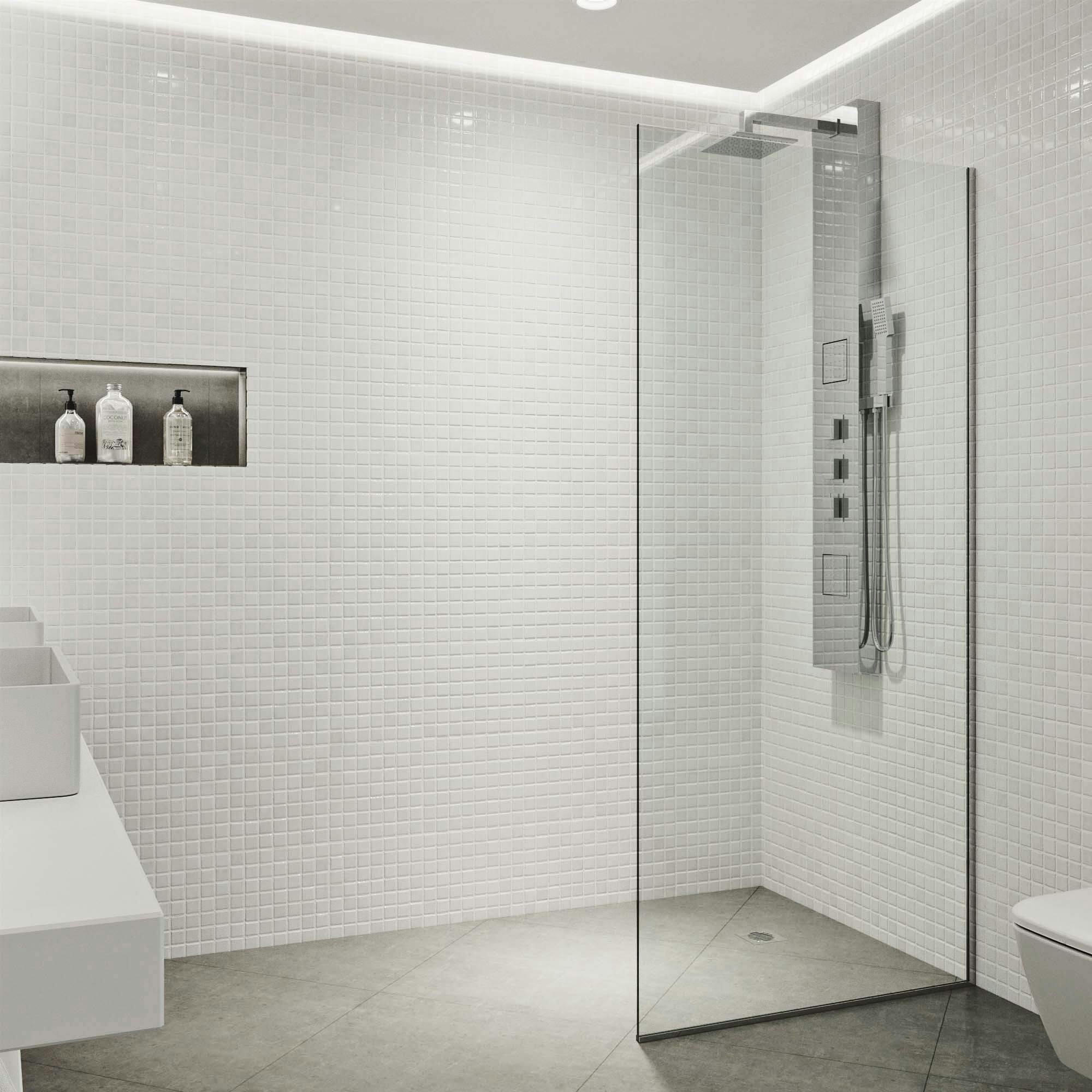 VIGO Zenith Frameless Fixed Shower Door with Clear Glass, Chrome, 34x74-in