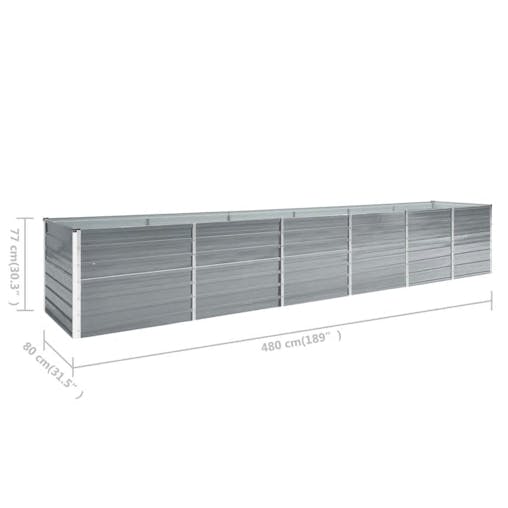 NNEVL Garden Raised Bed Galvanised Steel 480x80x77 cm Grey