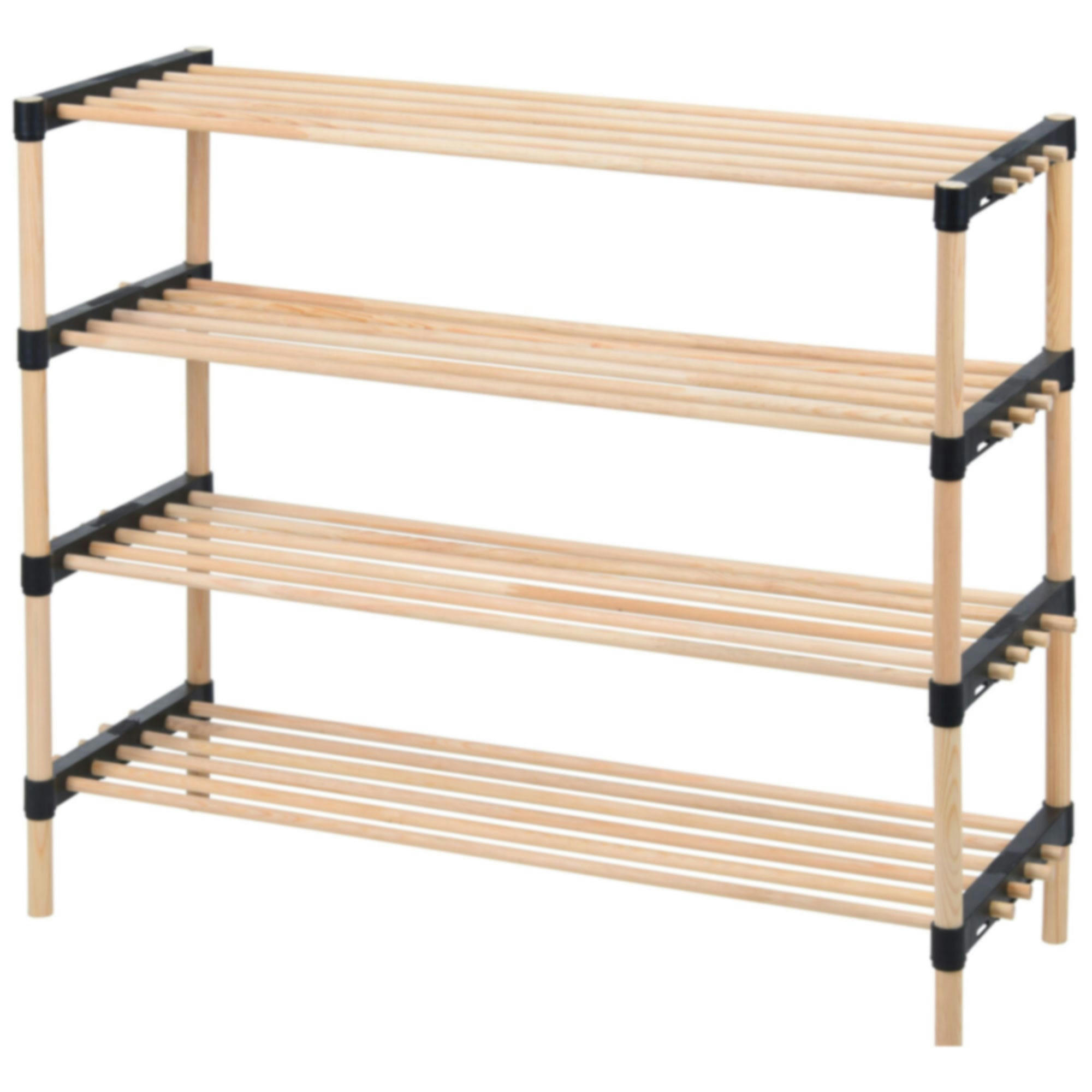 - Étagère à chaussures 4 étages en bois - 76x28x58.5cm
