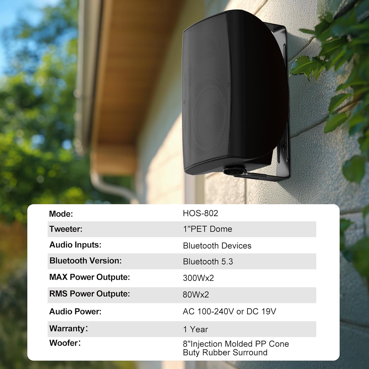 STUDIOFINIX 8-Inch 600W Outdoor Bluetooth Speakers Waterproof Wired, Wall-Mount Waterproof Speaker System Ideal for Large Spaces (Commercial Areas, Spacious Backyards, Auditorium)