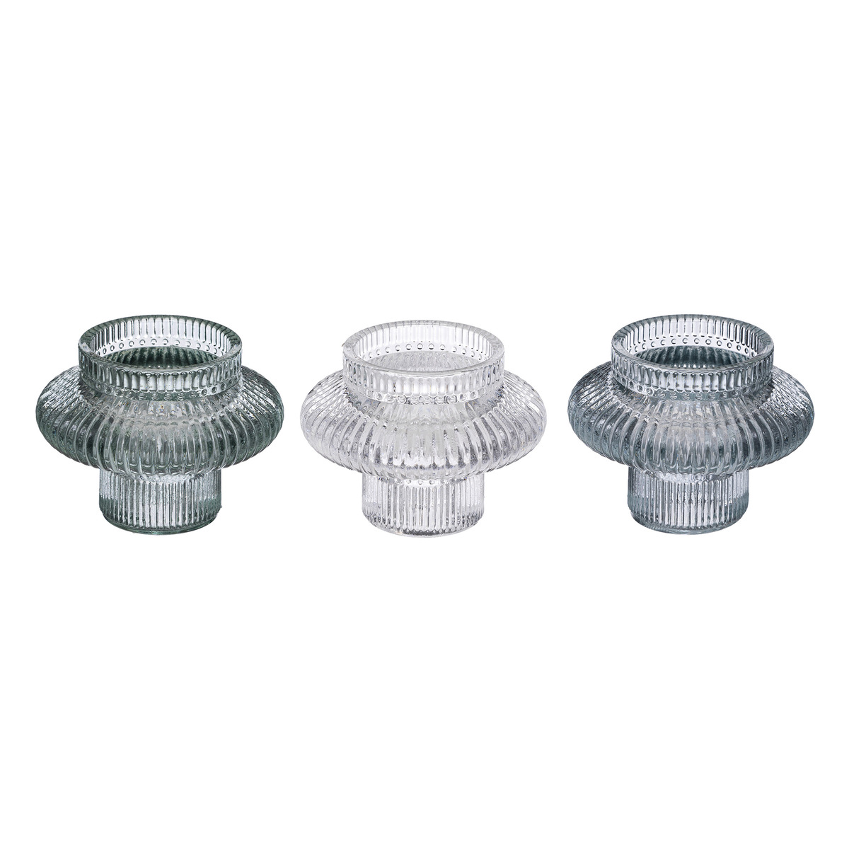 Set of 3 candlesticks "Night" Glass, D.8 cm