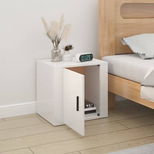 NNEVL Bedside Cabinet High Gloss White 50x39x47 cm