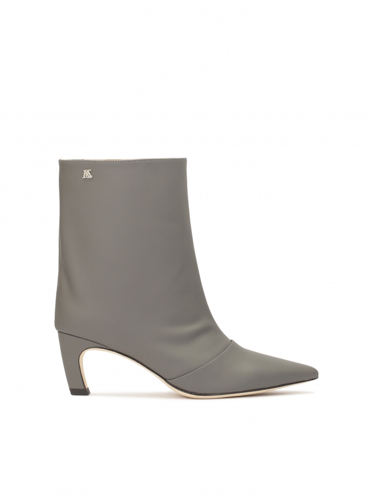 Grey kitten heel boots