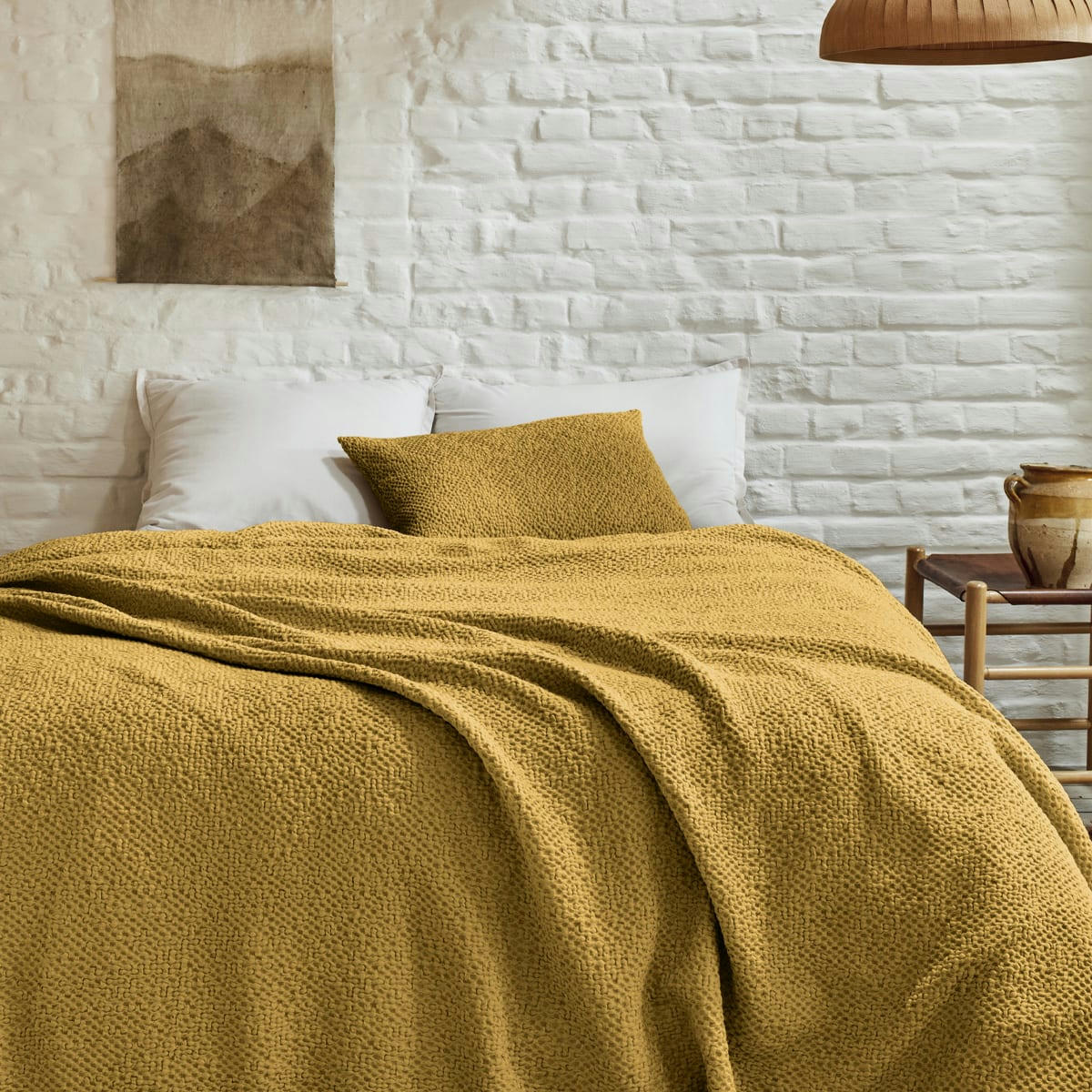 SONGE - Housse de coussin en coton jaune 40x60