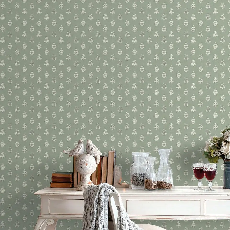 Sanders & Sanders behang kleine ornamenten groen - 53 cm x 10 m