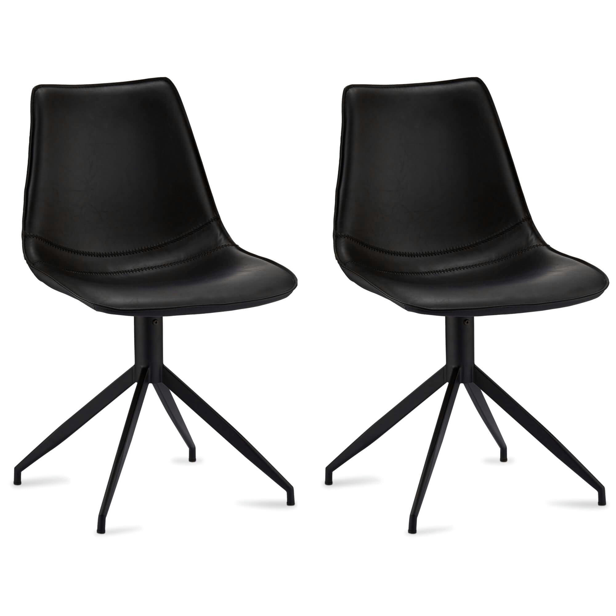 ISABEL - Lot de 2 chaises en simili noir