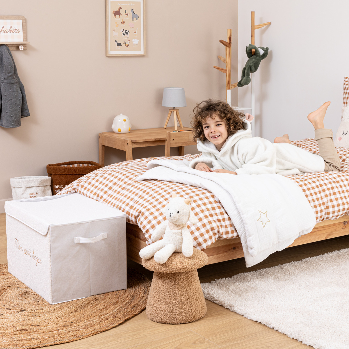 Children's storage box "Yuma" White terry, 36x57 cm