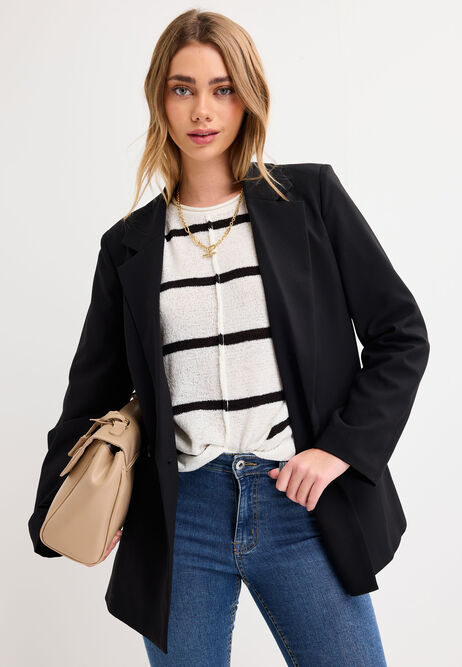 Womens White Stripe Tape Yarn Jumper