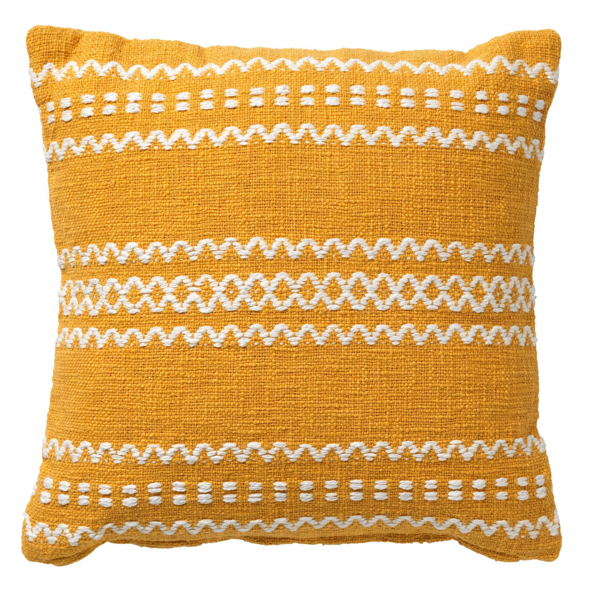 - Coussin - jaune en coton 45x45 cm avec motif rayé