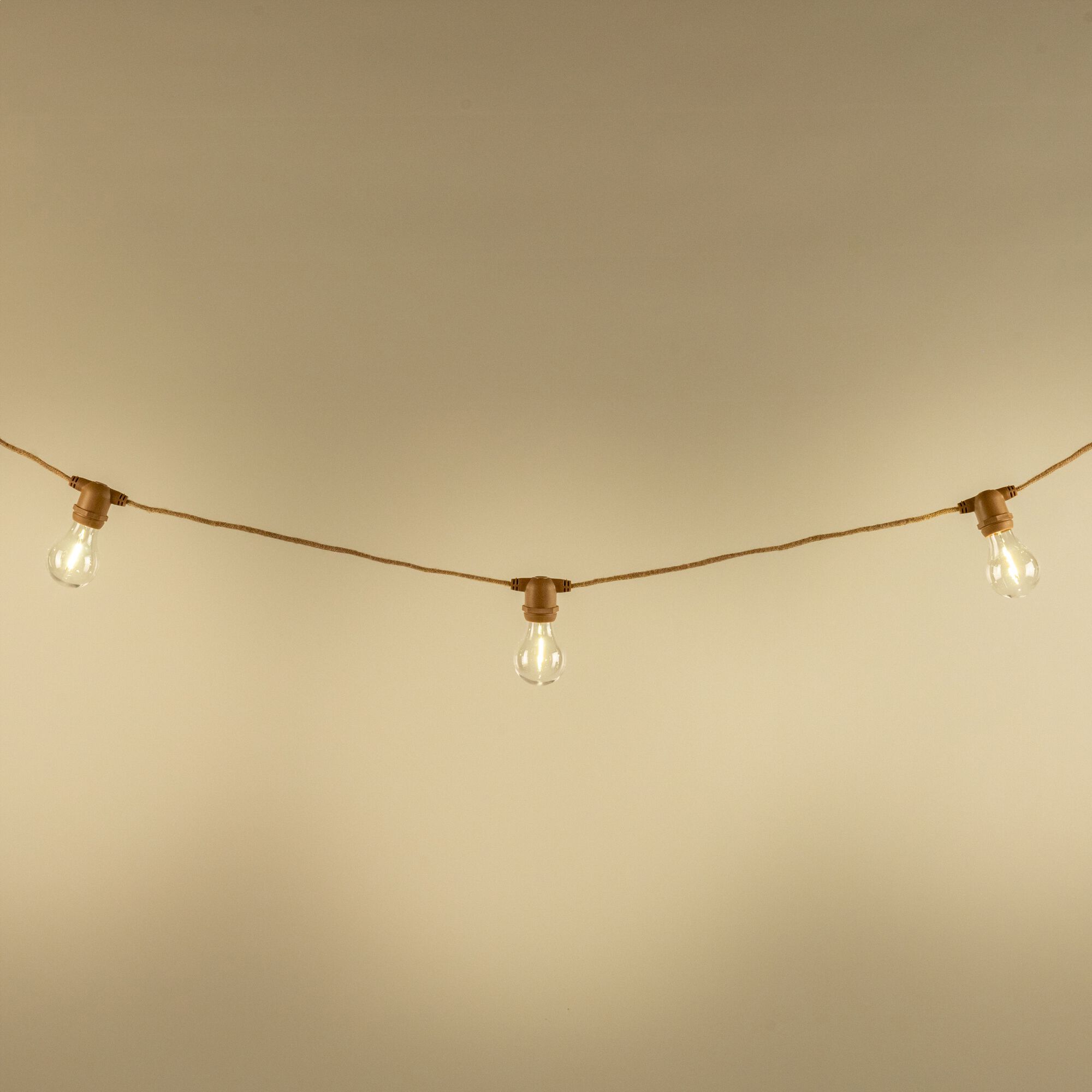 ALLEGRA - Guirlande lumineuse solaire en jute - naturel 8m