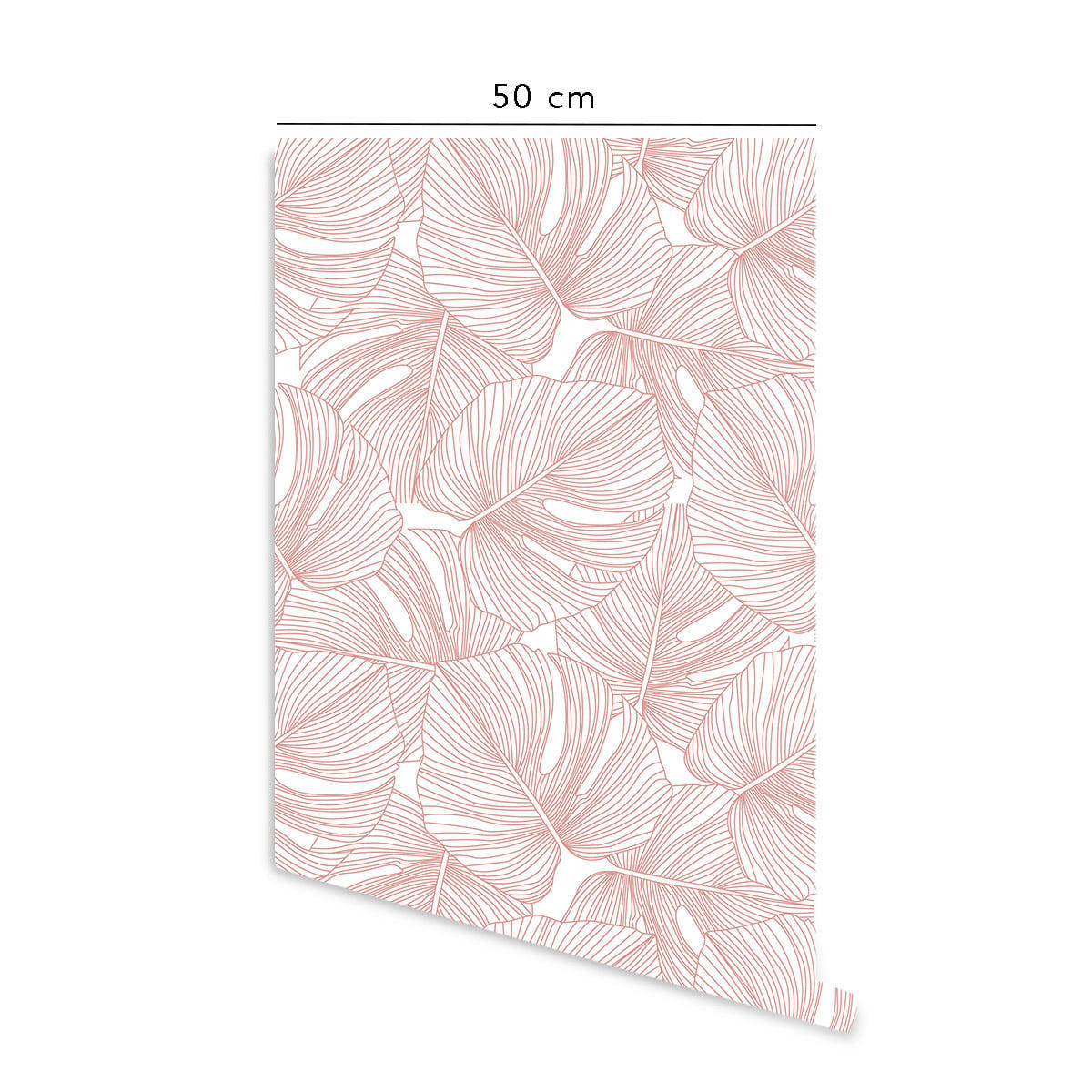 PALMS - Papier peint vinyle adhésif palmiers rose vif 50x300 cm