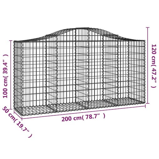 NNEVL Arched Gabion Baskets 4 pcs 200x50x100/120 cm Galvanised Iron