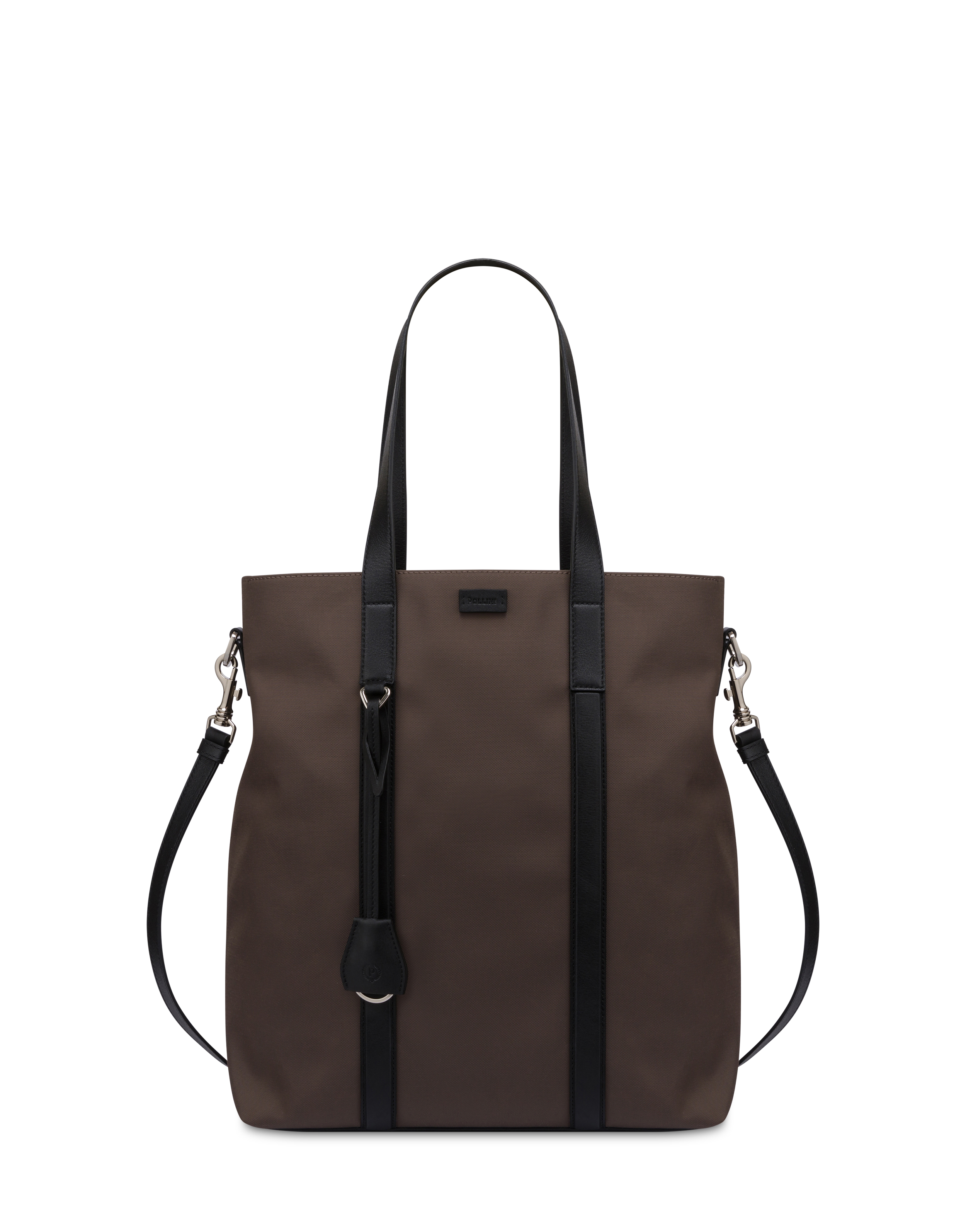 Borsa A Spalla In Nylon E Vitello Fango/nero