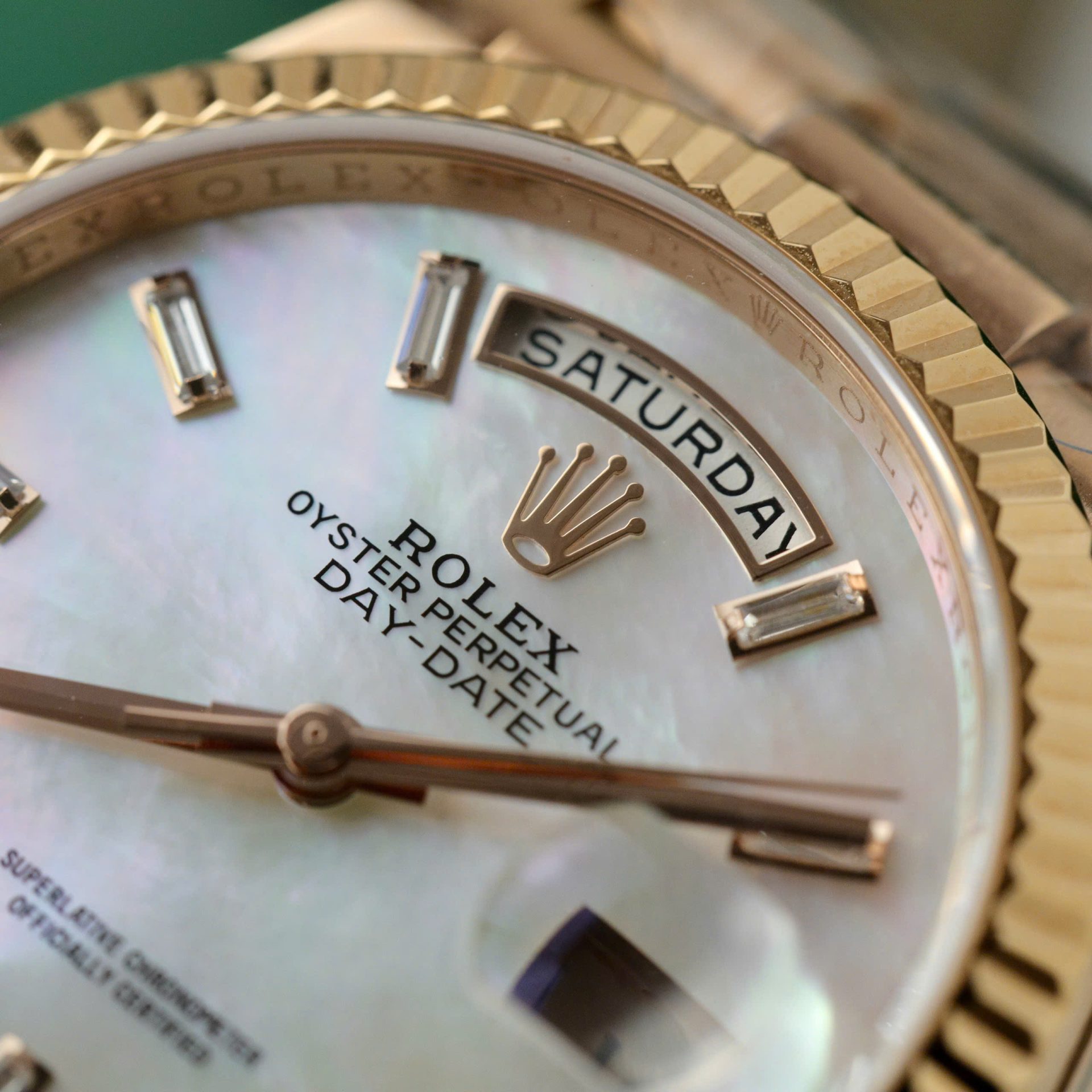 Rolex Day-Date RG Plated MOP Dial CZ Diamonds 36mm Super Clone