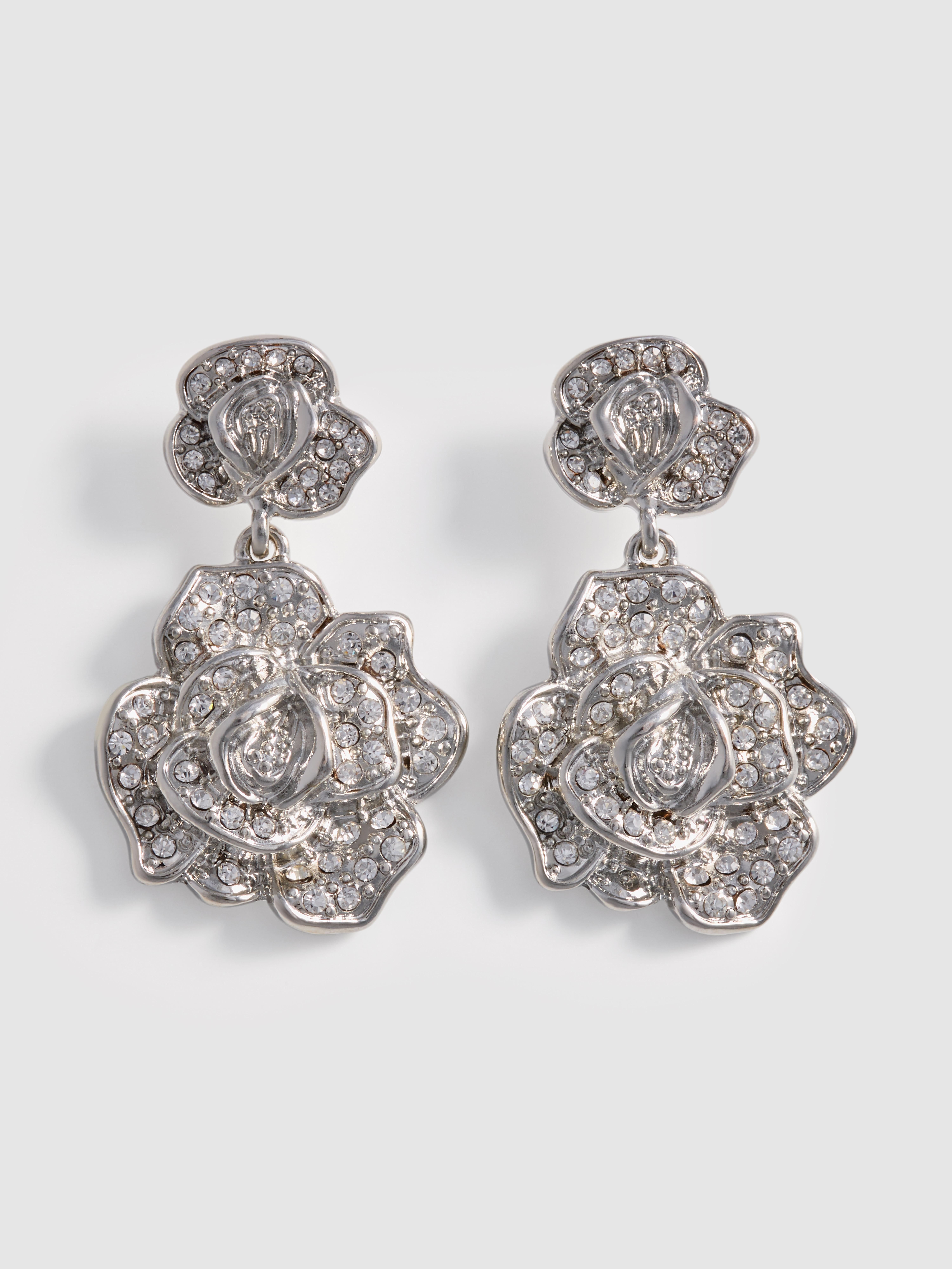 Floral Rhinestone Drop Earrings