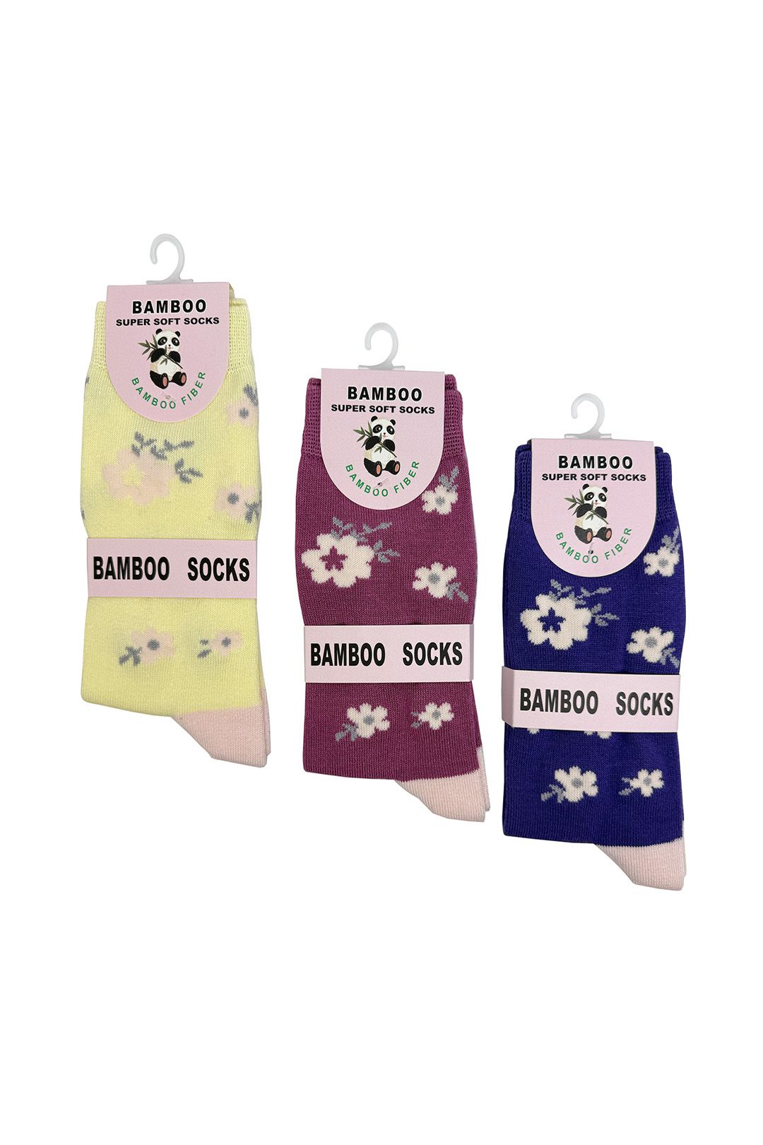 Vellin Bamboo Fiber Socks Set – Flower Design (3 Pairs)