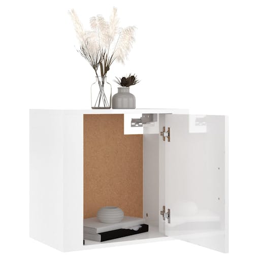 NNEVL Wall-mounted Bedside Cabinets 2 pcs High Gloss White 50x30x47cm