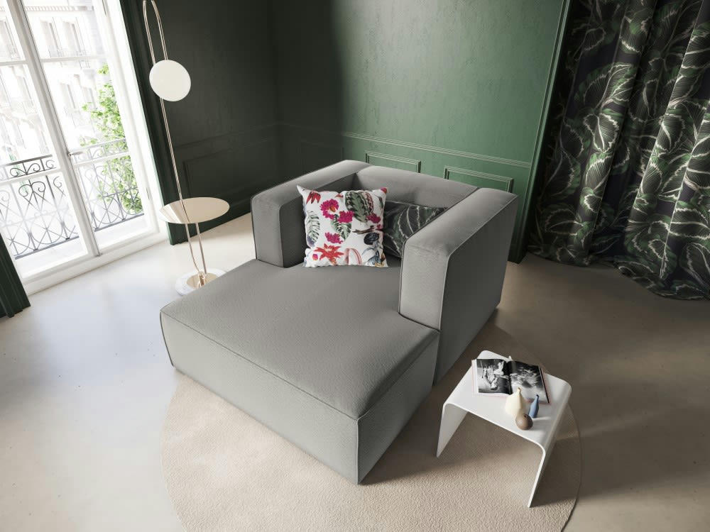 MUSE - Méridienne 1 place en tissu structuré gris