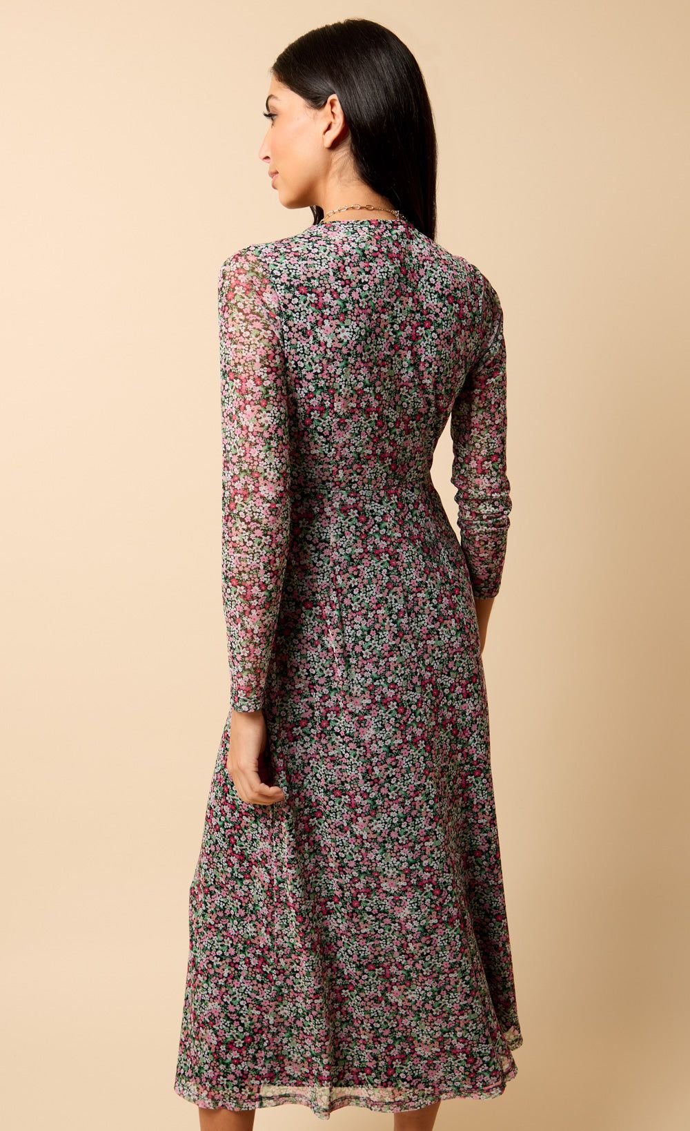 Little Mistress Saffron and Amber Ditsy Floral Print Midi Dress