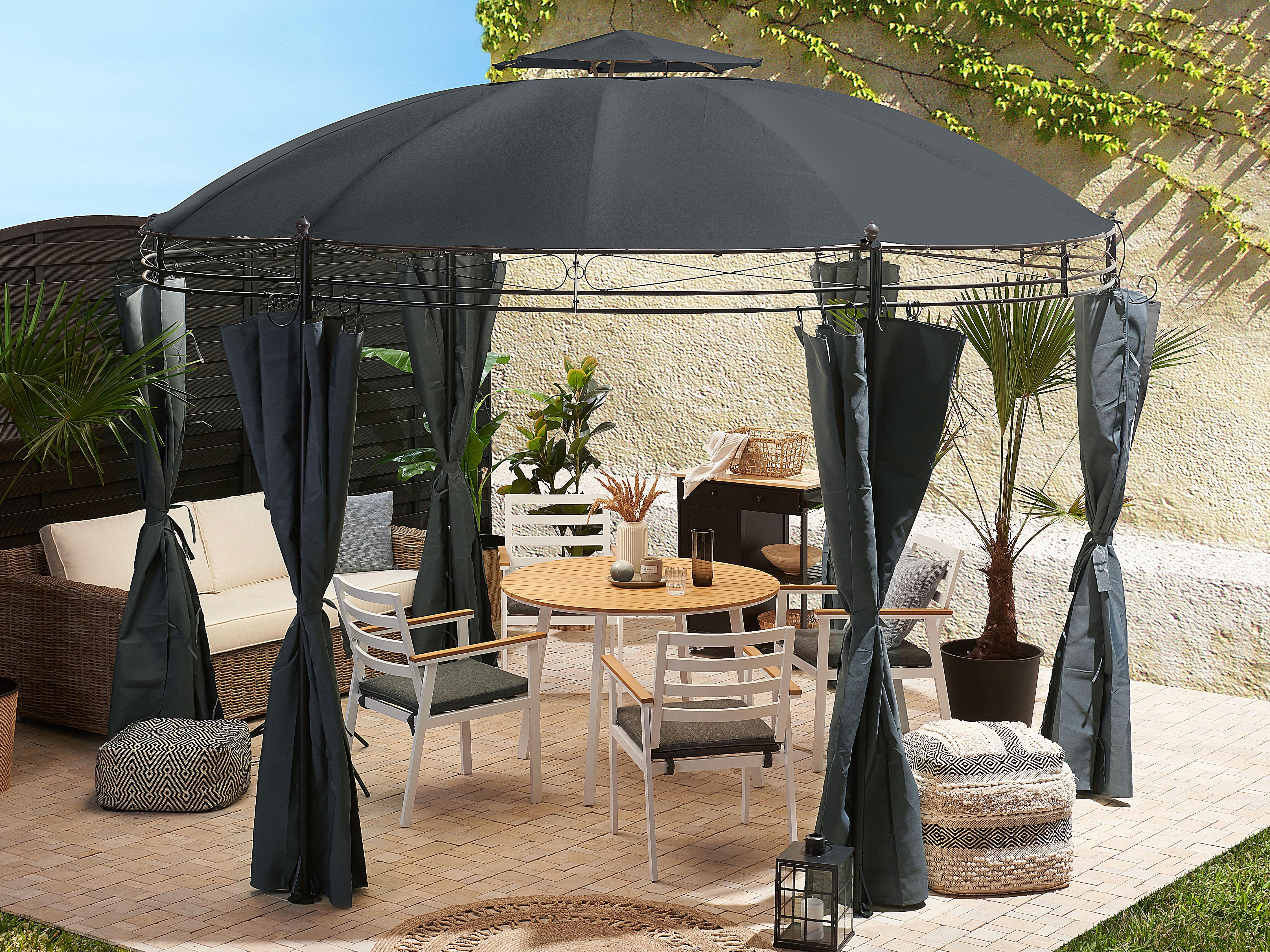 Gazebo SAFARA Metal 368 cm 368 cm Graphite Grey