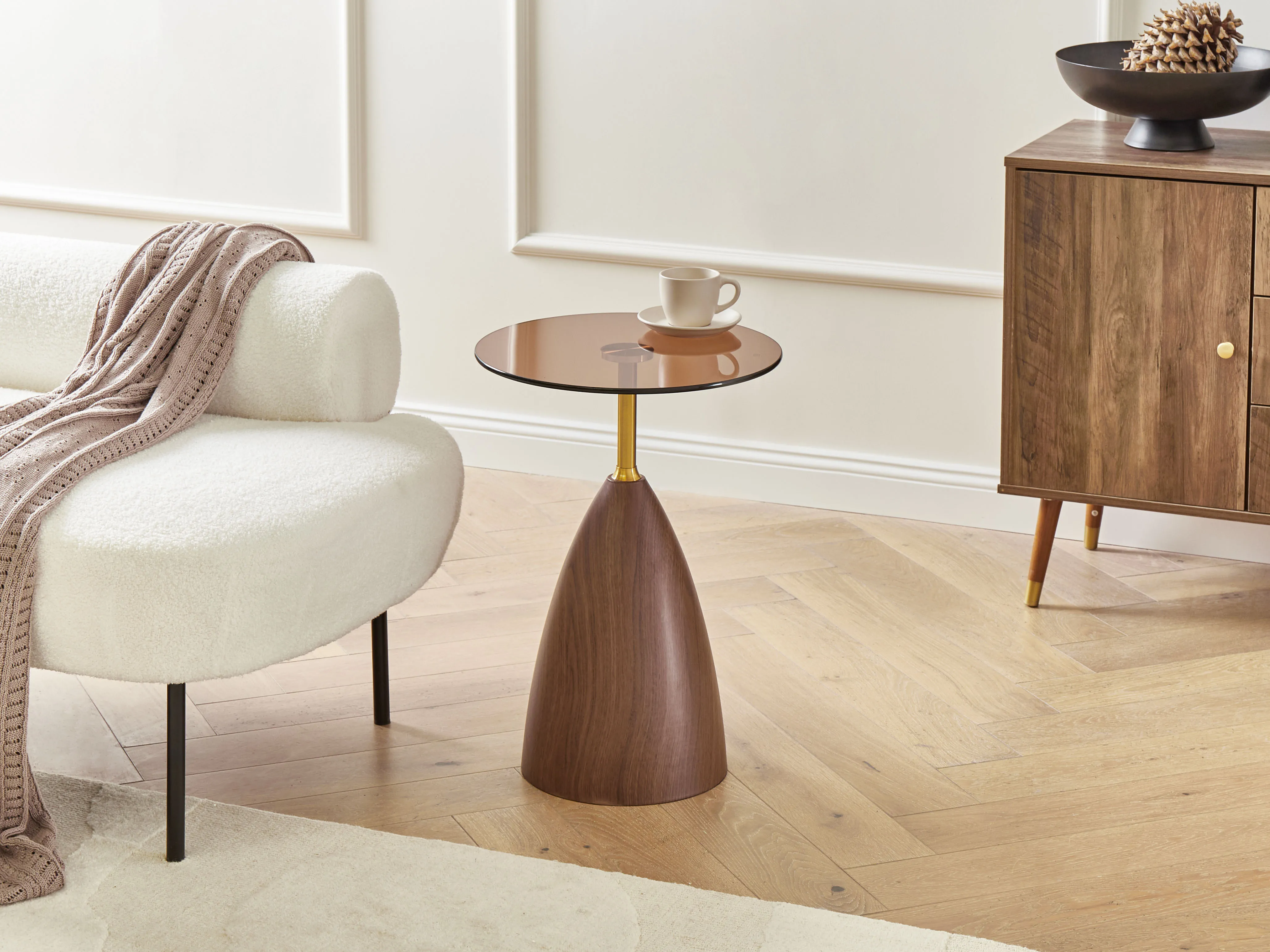 Side Table WALLIS Tempered Glass Brown