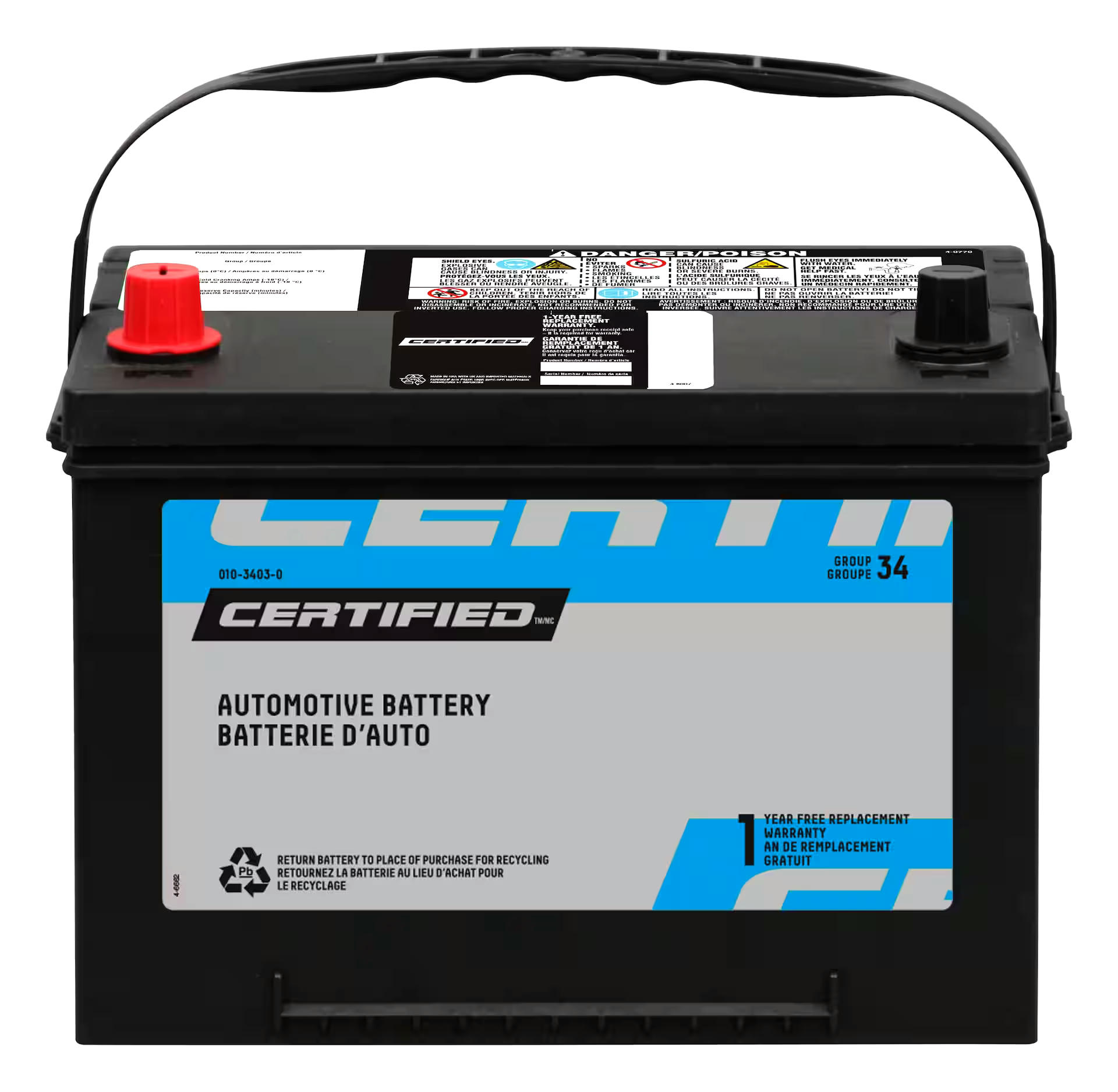 Certified Group Size 34 Battery, 600 CCA