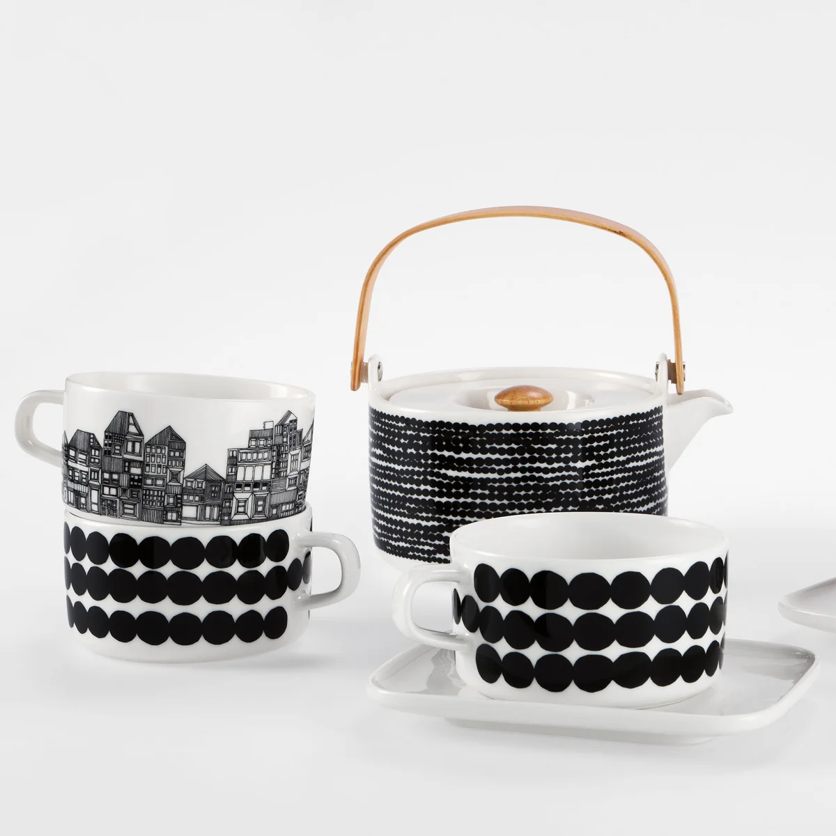 Marimekko - Oiva Räsymatto Teekanne, schwarz / weiß