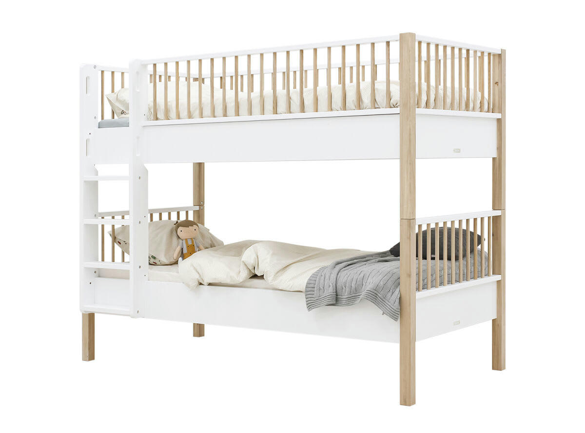 MIKA - Lits superposés combi 90x200 en MDF et chêne blanc