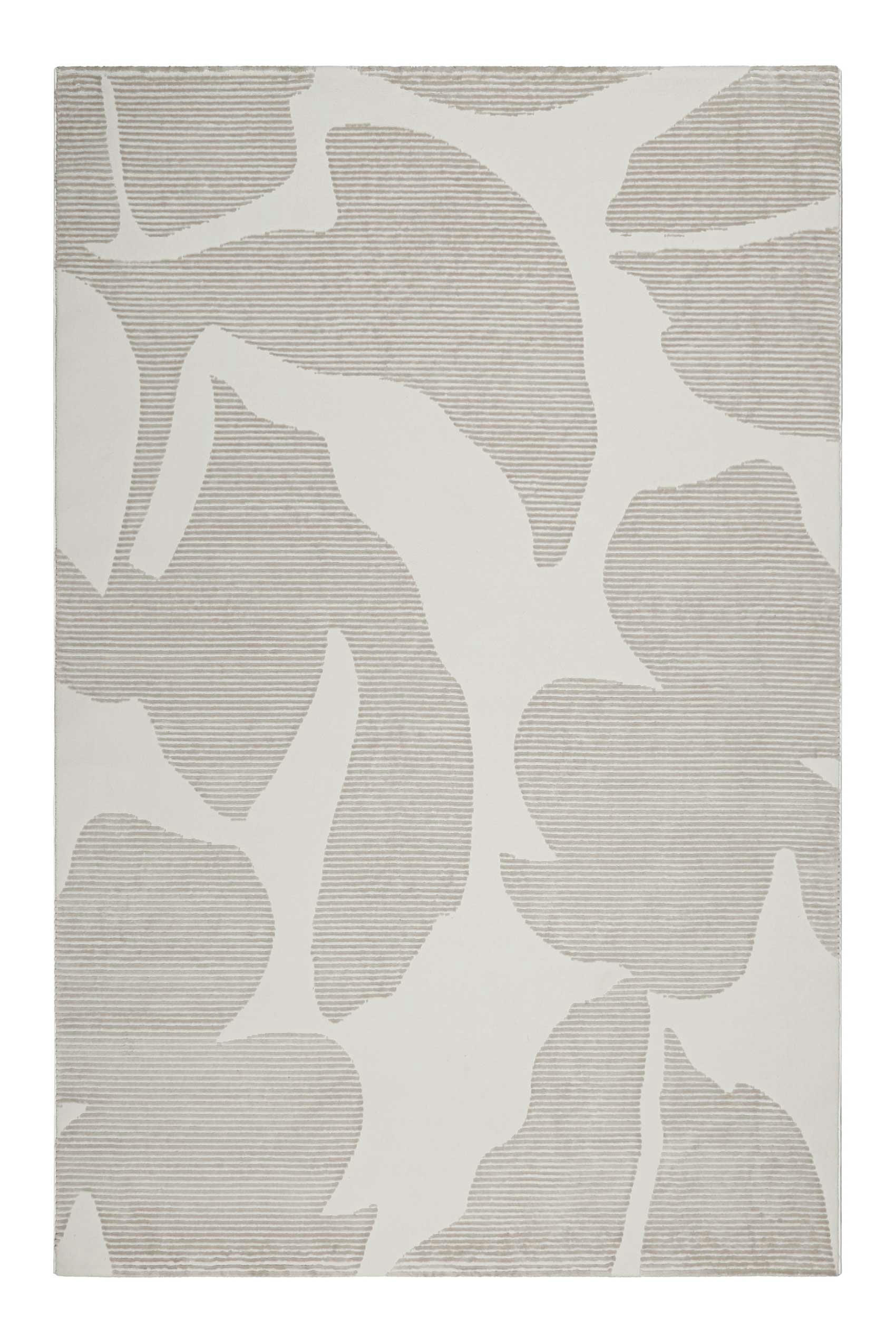 SARA - Tapis ras motif floral reliefs beige taupe 160x225