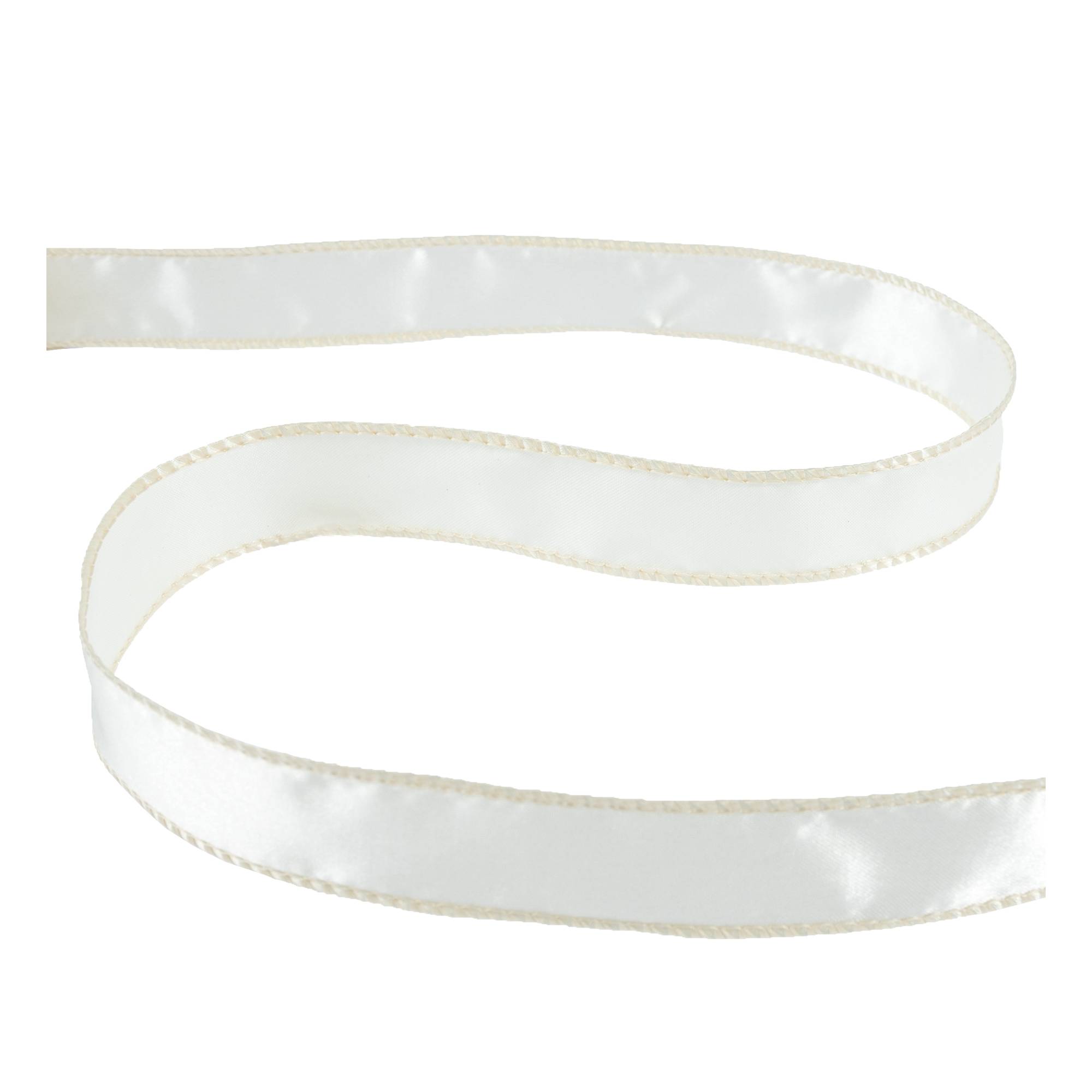 Light Cream Wire Edge Satin Ribbon 25mm x 3m