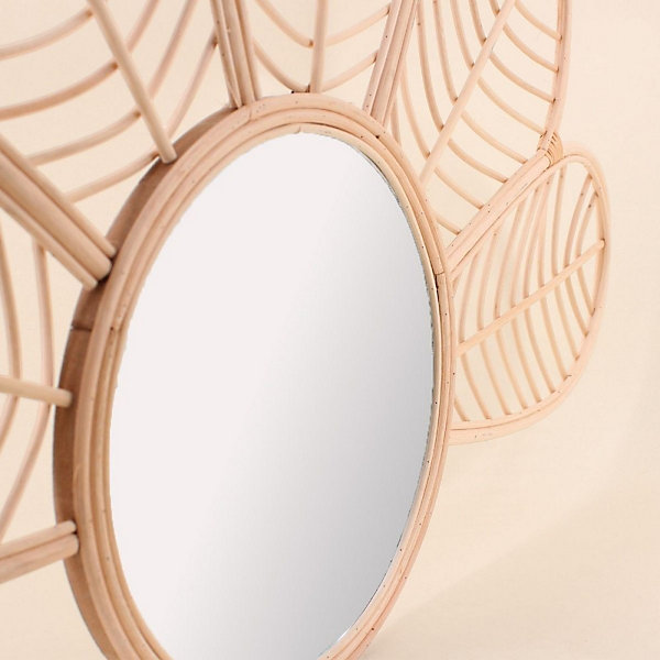 Miroir en forme de demi fleur en rotin 80x54cm