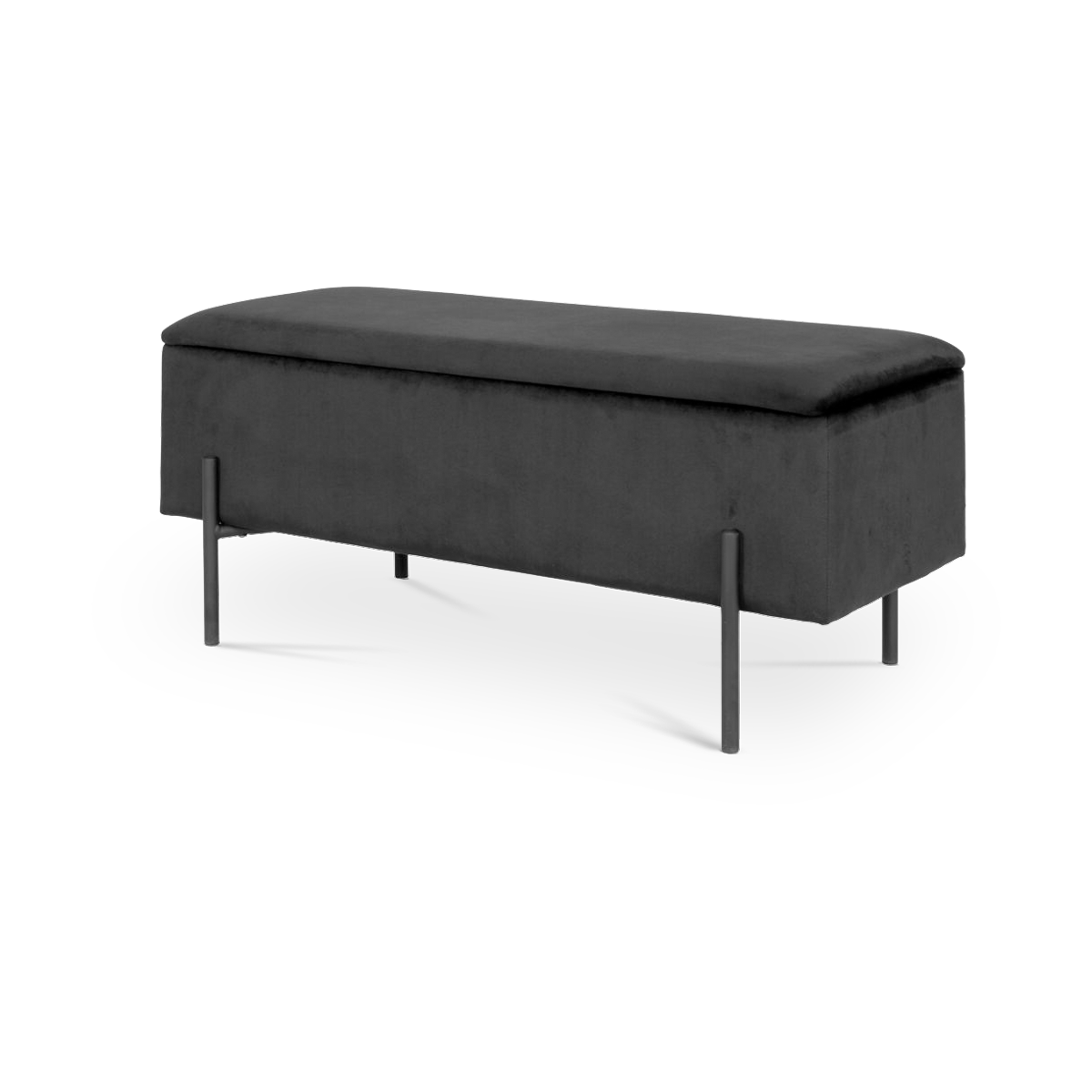 Artichok Marlou velvet bankje met opbergruimte zwart - 95 x 46 cm