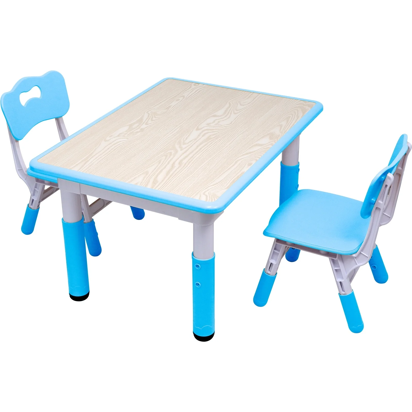 YUKOOL Kids Study Table and Chairs Set - Adjustable Height and Stylish Design