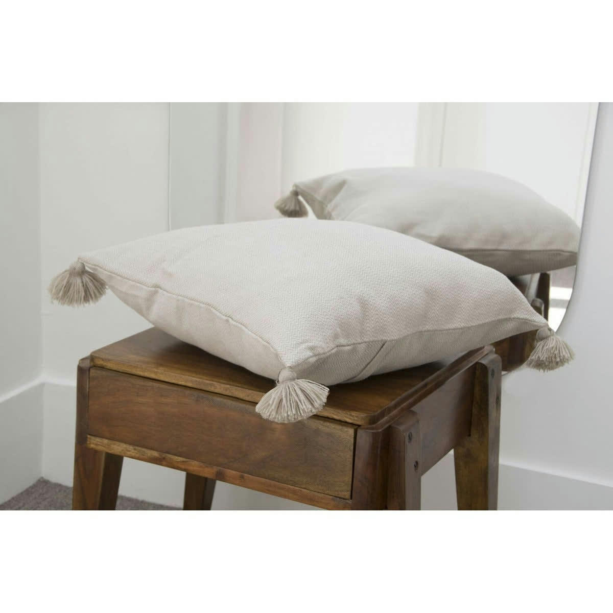 STOCKHOLM - Housse de coussin carré coton  50x50 taupe clair