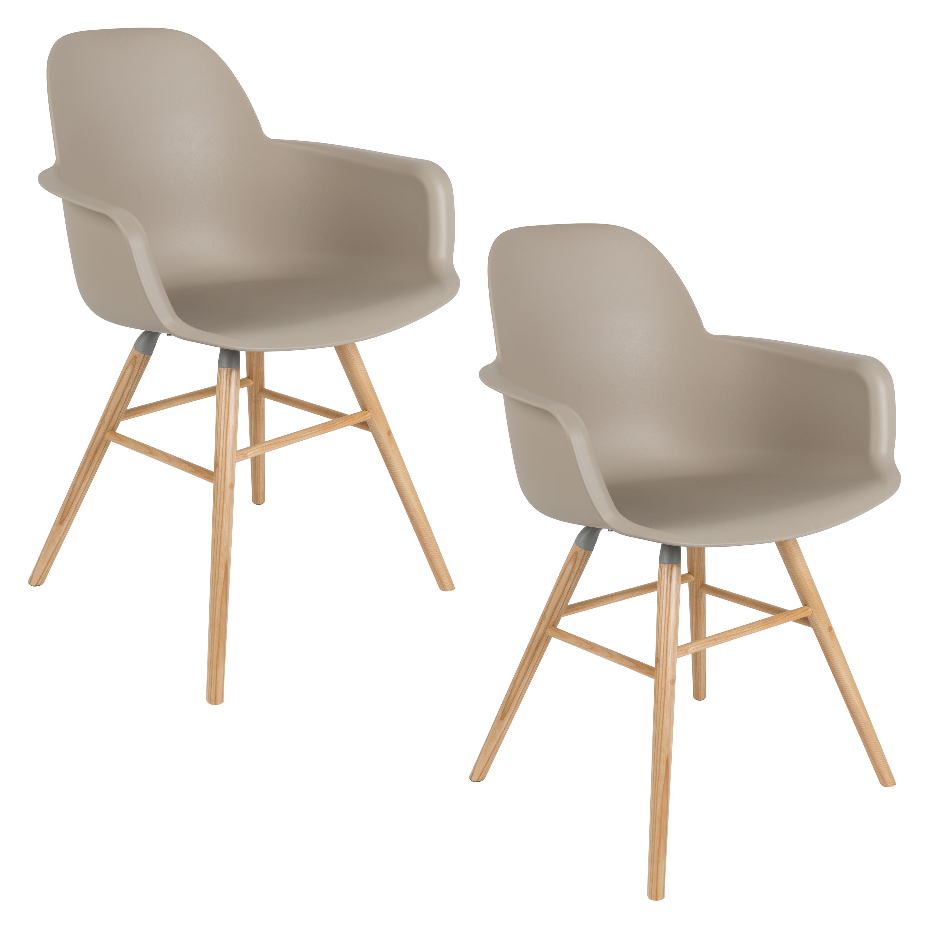 Zuiver Albert Kuip Eetkamerstoelen Armleuning Taupe - Set van 2