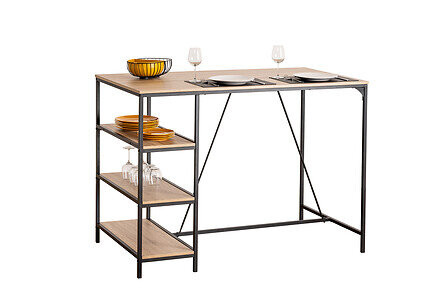 STOLIK BAROWY Aliaj Z 3 PÓŁKAMI efekt drewna 140x80x103 cm