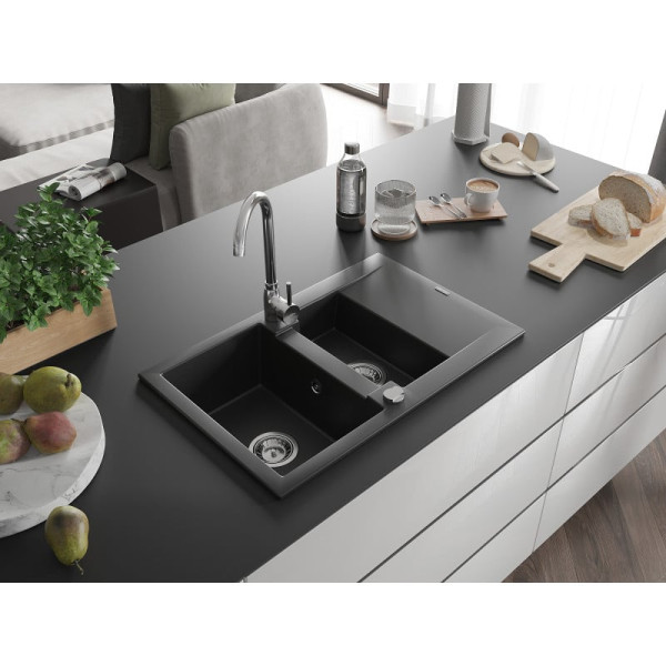 Zlewozmywak Granitowy Gaspar Mexen Czarny 73,7x47,5