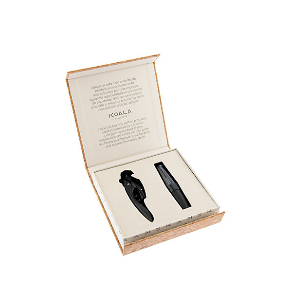 Coffret avec tire-bouchon High Tech et aérateur de vin Noir - Uncork Noir par Koala