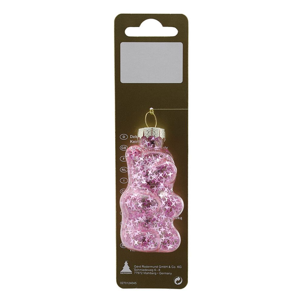 JULETREPYNT BJØRN 4X8CM ROSA