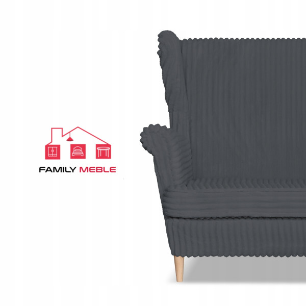 Sofa kanapa uszak Rene Estella skandynawska Family Meble c. szara sztruks