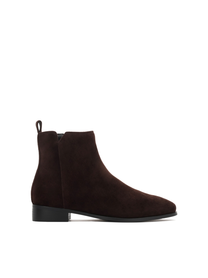 Suede brown zip-up boots