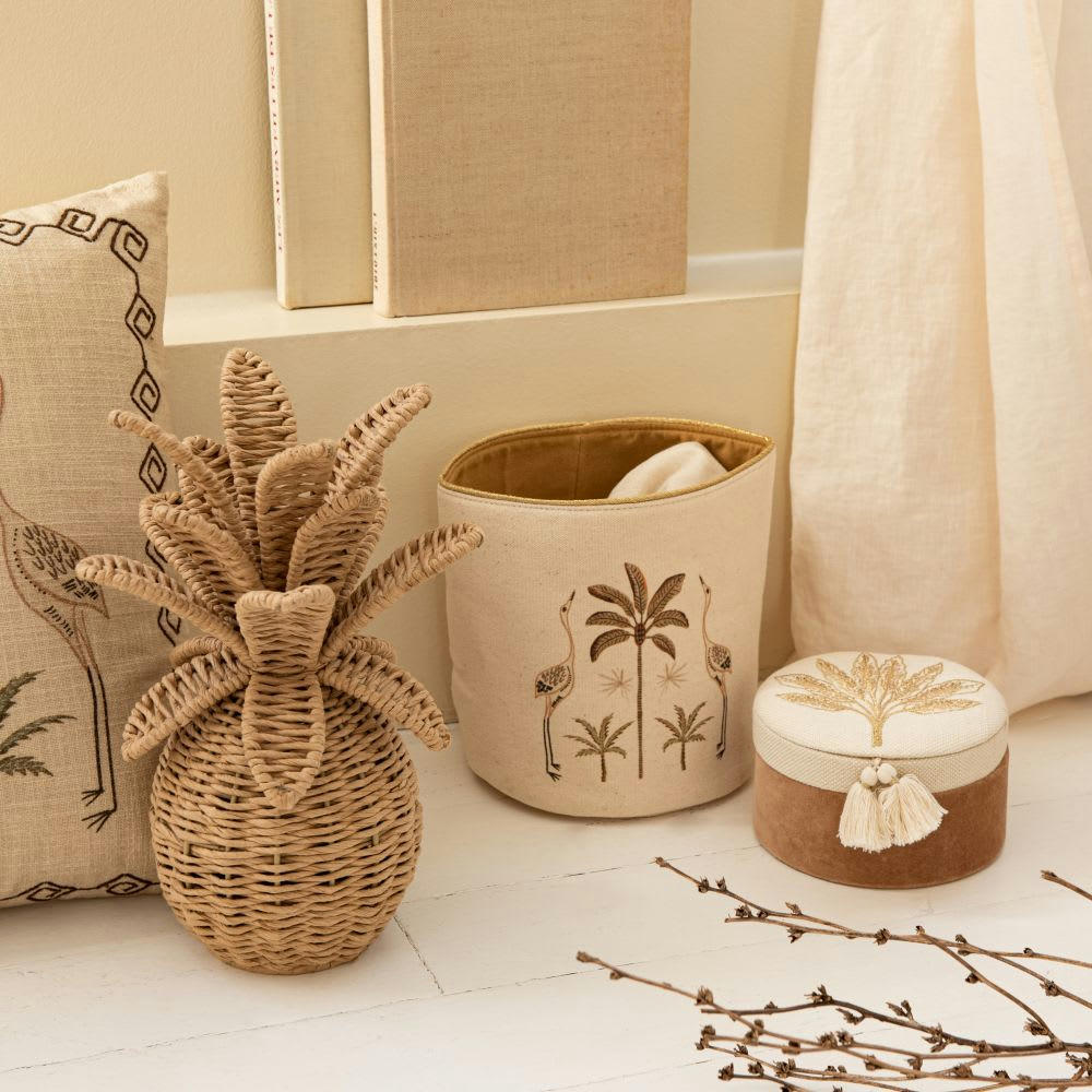 Aswan - Statuette ananas en papier marron H32