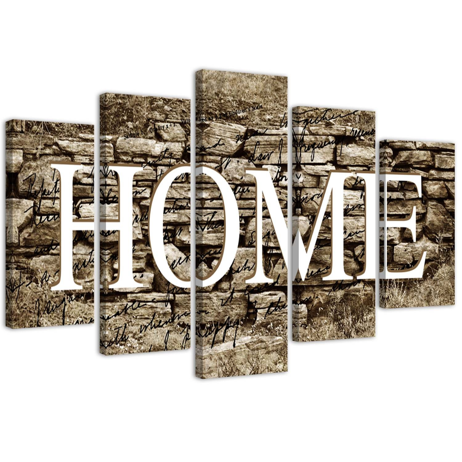 Feeby Obraz 5 częściowy Napis Home na tle muru 100x70