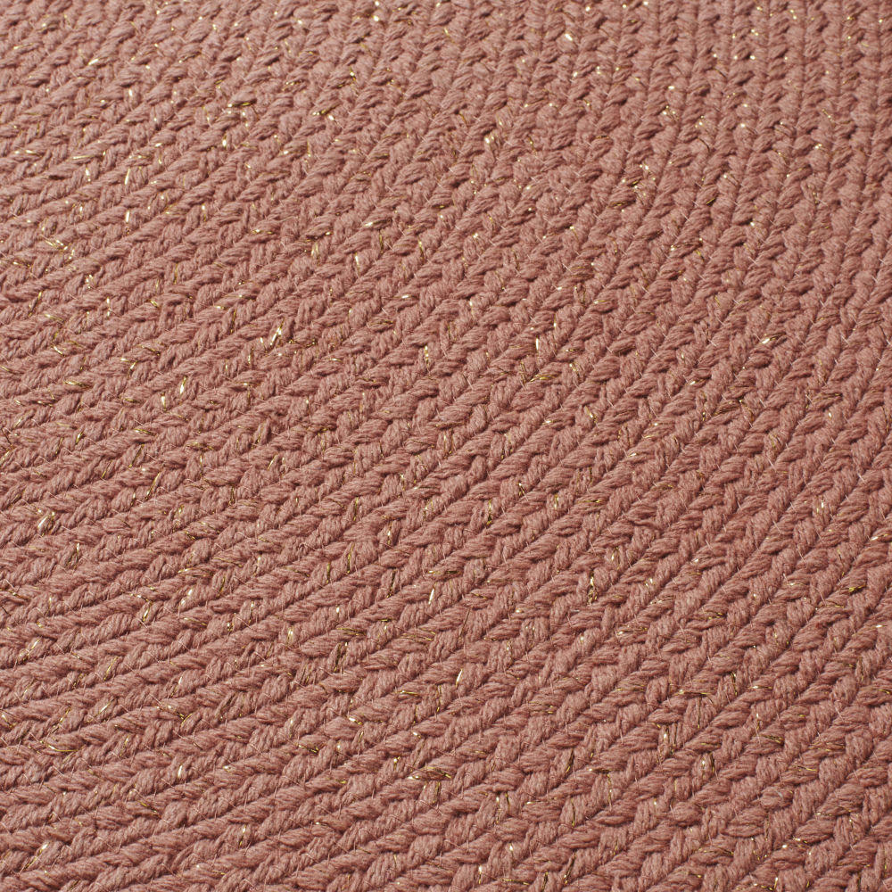 NINA - Tapis rond en coton recyclé tressé rose à pompons D100