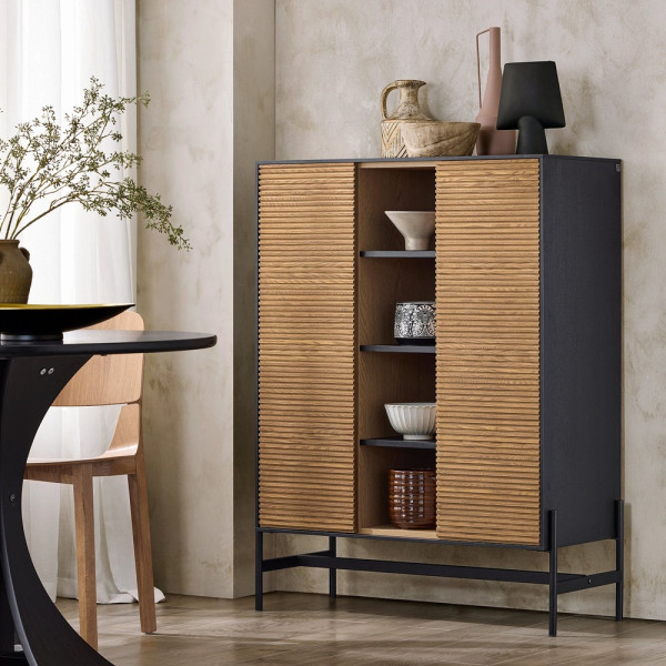 SoBuy Komoda jednodrzwiowa Czarny 88x40x119.5cm Przemysłowy HFSB04-SCH