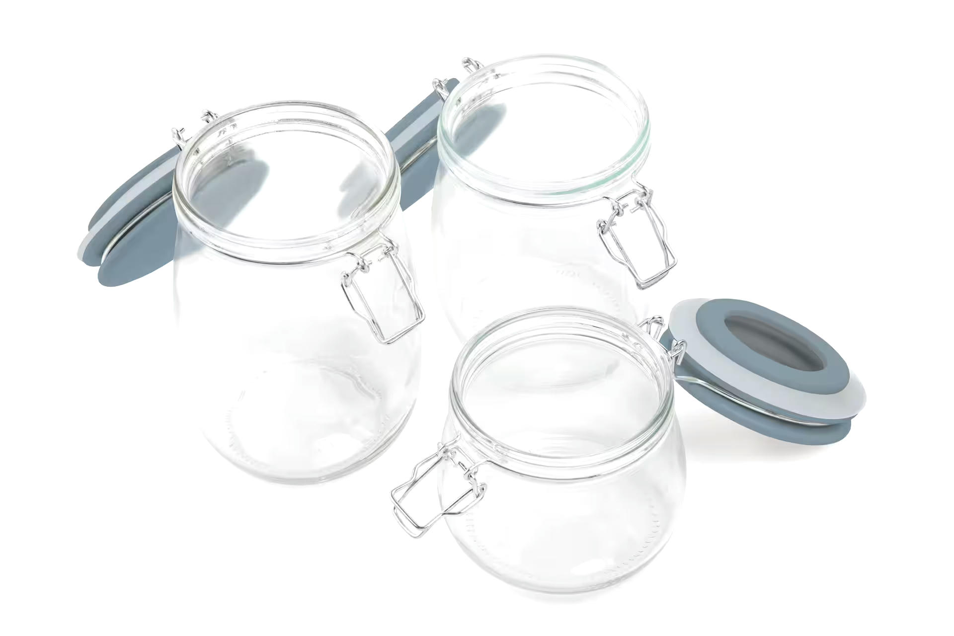 MASTER Chef Food-Grade Clamp Glass Jar Set with Airtight Ceramic Lid, 3-pc