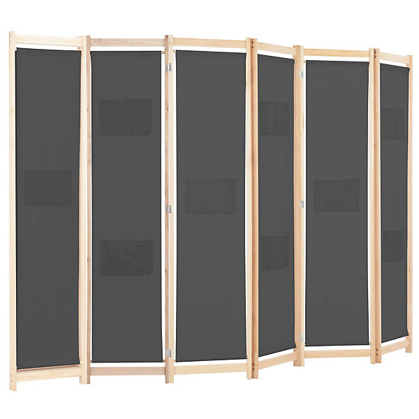 Cloison de séparation 6 panneaux Gris 240 x 170 x 4 cm Tissu vidaXL