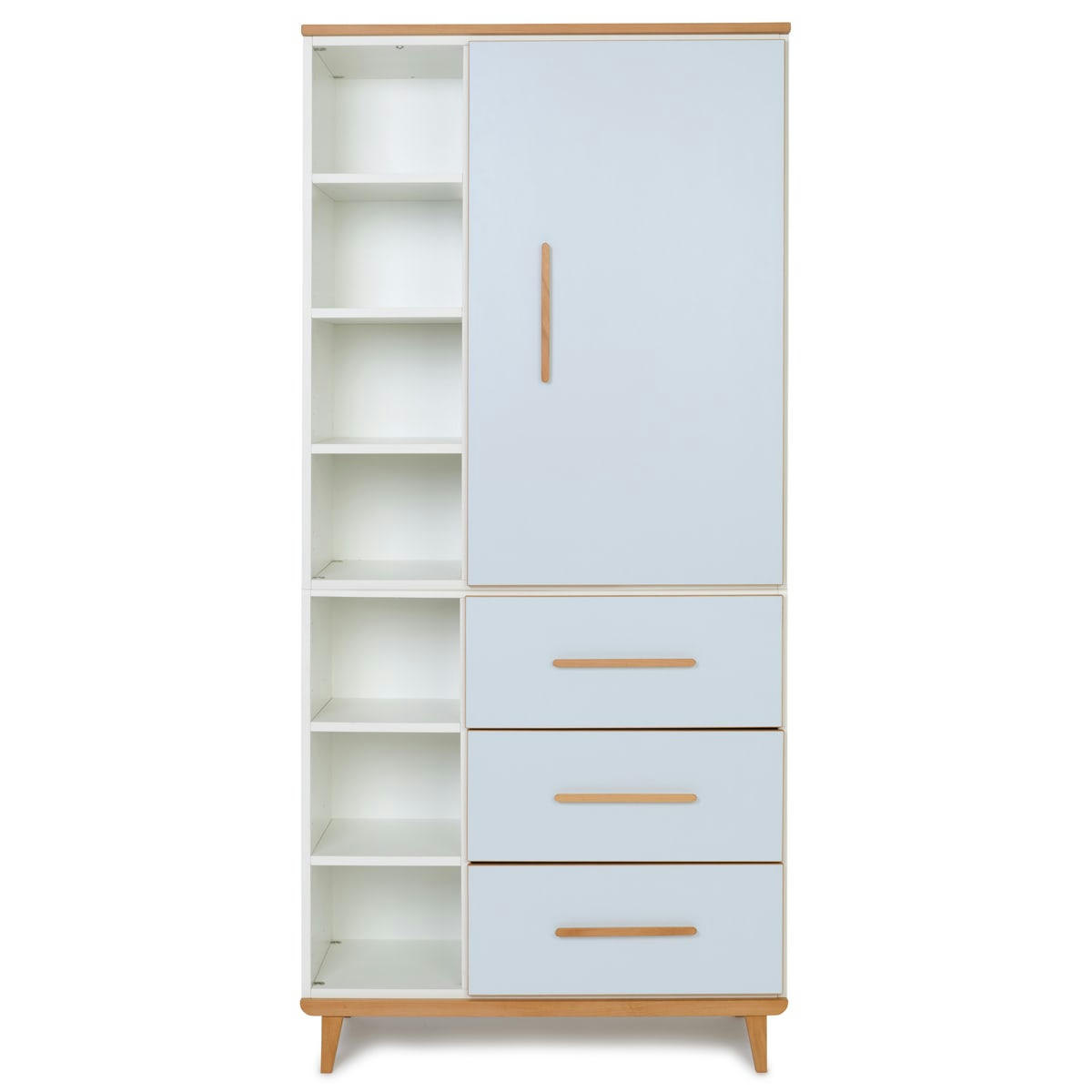NADO - Armoire 198cm 1 porte 3 tiroirs bleu ciel