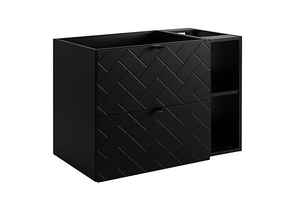 Meuble de salle de bain, Noir Mat, 80 x 57 x 46 cm, poignées noires