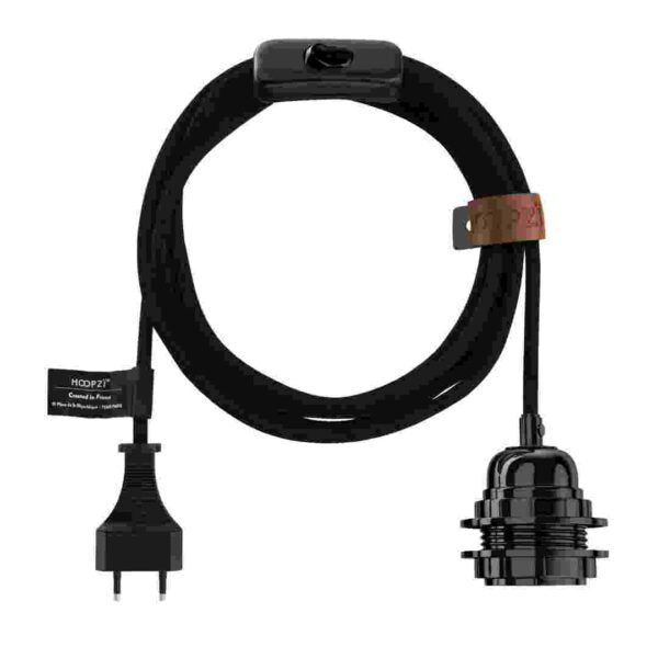 HOOPZI Pendelsnoer - zwart - linnen - 4.5 meter - max 40W - fitting E27